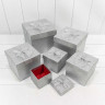 Набор коробок Квадрат с бантом 6 шт. 20*20*18,3 см. Блеск серебряный  ТО-7308019/10038