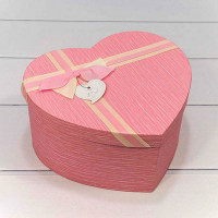 Набор коробок Сердце с двухцветным бантом 3 шт. 26*23*13 см. Розовое  ТО-720321/2