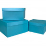 Набор коробок Квадрат 3 шт. 19,5*19,5*11 см. Голубой перламутр  Пин75-ГолП