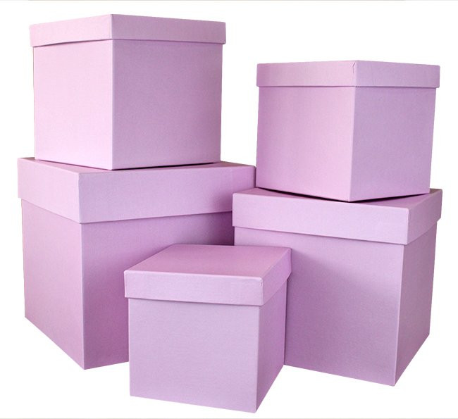 Набор коробок Куб 5 шт. 21*21*21 см. Розовый  Пин02-Роз