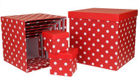 Набор коробок Куб 10 шт. 26,5*26,5*26,5 см. Горох красный  SY601-948