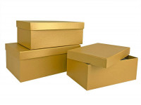 Набор коробок Прямоугольник 3 шт. 23*16*9,5 см. Золото  Пин74-Зол