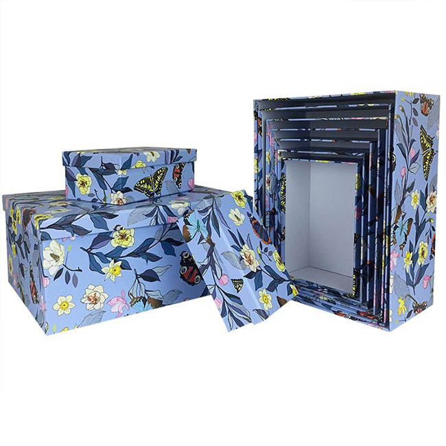 Набор коробок Прямоугольник 10 шт. 34*26*15,3 см. Цветы и бабочки  SY604-1880