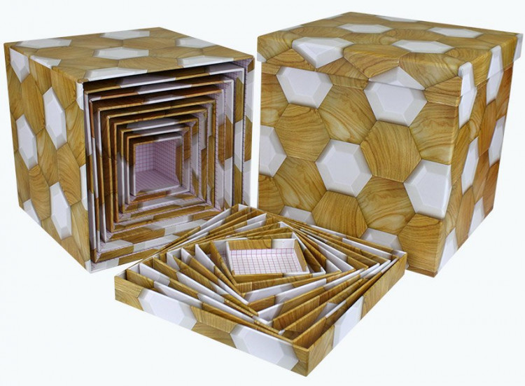 Набор коробок Куб 10 шт. 26,5*26,5*26,5 см. Мозаика шестигранников  SY601-1743