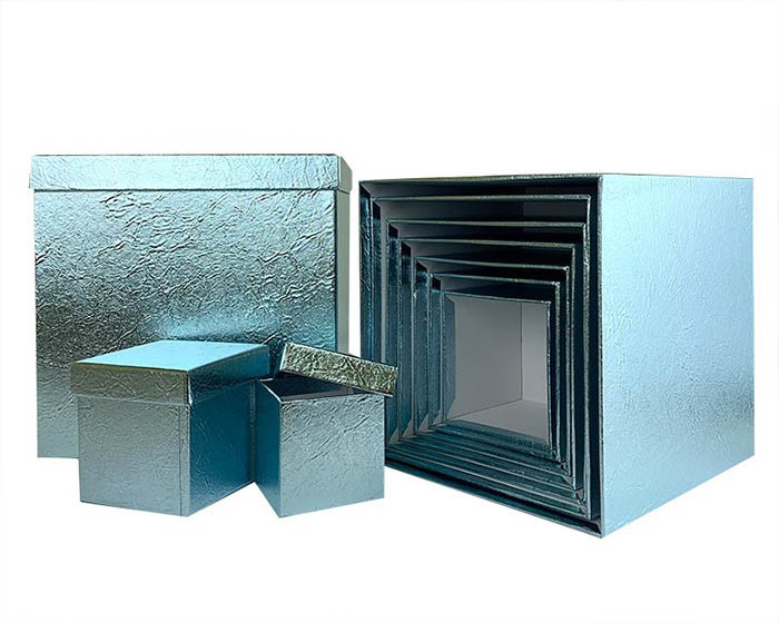Набор коробок Куб 10 шт. 26,5*26,5*26,5 см. Металл голубой  SY601-A33G011