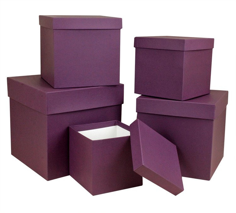 Набор коробок Куб 5 шт. 21*21*21 см. Винный  Пин02-ВН