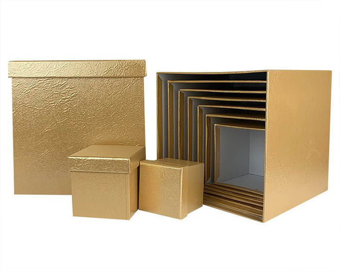 Набор коробок Куб 10 шт. 26,5*26,5*26,5 см. Металл золотой  SY601-A33G014