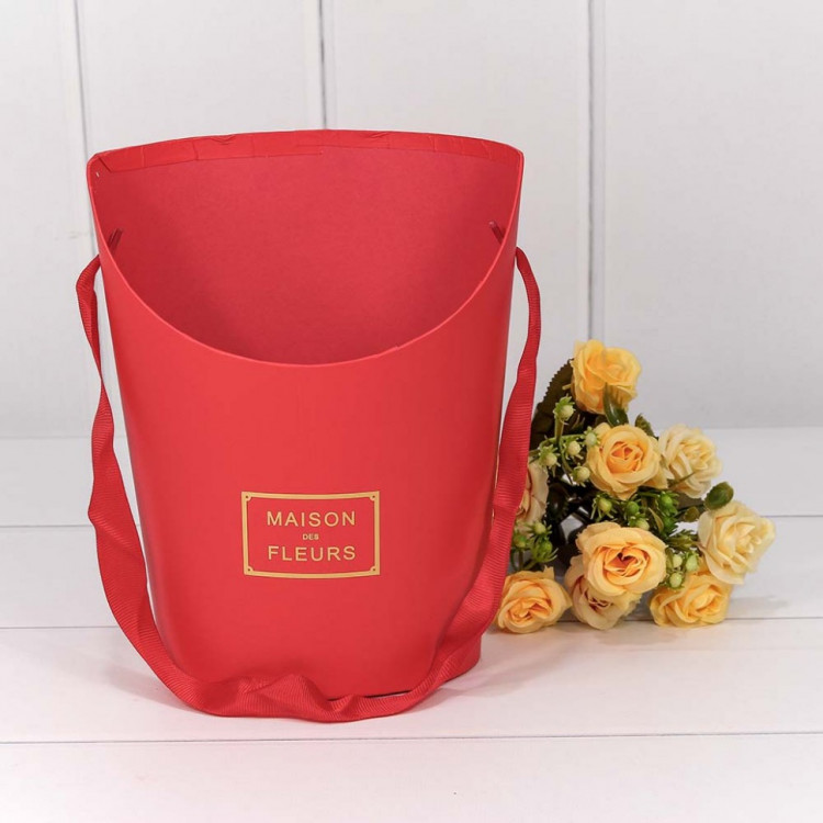 Коробка для цветов Ведерко 22*13*18 см. "Maison des Fleurs" красная  ТО-720276/2