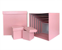 Набор коробок Куб 10 шт. 26,5*26,5*26,5 см. Металл розовый  SY601-A33G012