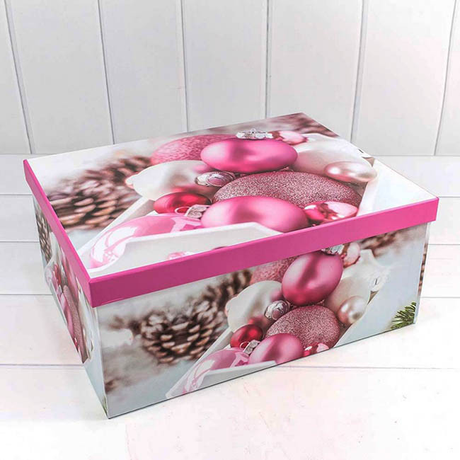 Набор коробок Прямоугольник 10 шт. 37,5*29*16 см. Розовые шары  ТО-730605/1655