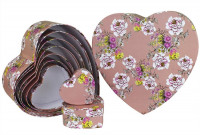Набор коробок Сердце 10 шт. 33*32,3*14 см. Цветы на розовом  S1001-SY1480